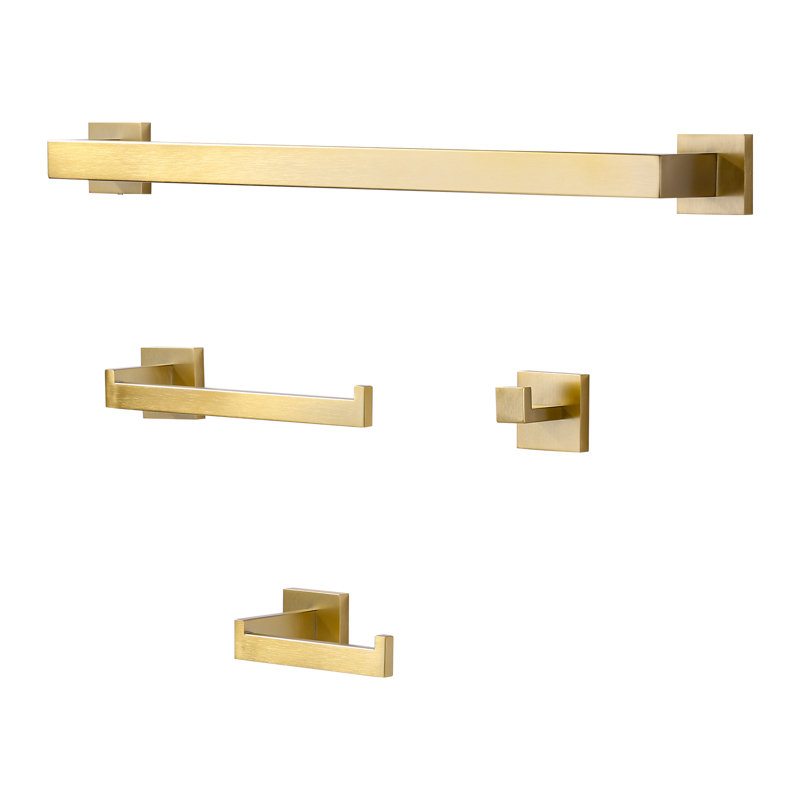 Ensemble de quincaillerie de salle de bain 4 pièces, Or brossé