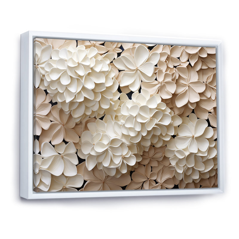 Vintage Minimalism Hydrangea II - Hydrangea Framed Canvas Print, 30" H x 40" W, White Floater Framed