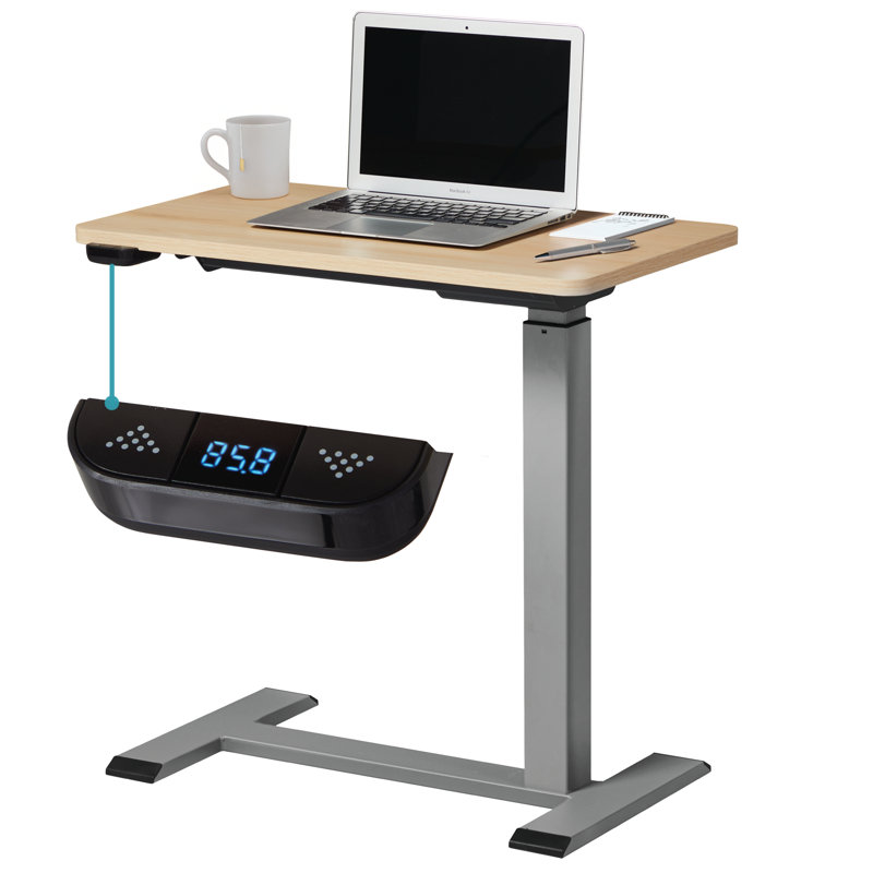 Overbed Bedside Table Adjustable Height From 26.3 Inches To 42.5 Inches, Hidden Caster 360 Rotate, Electric Powered By Usb-C Rechargeable Battery