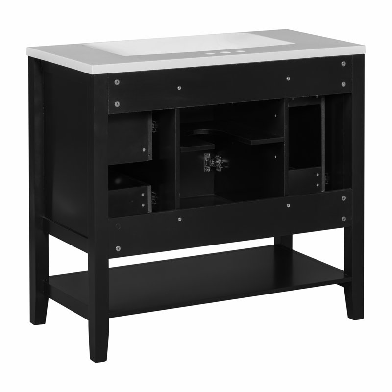 Meuble-lavabo 36 po avec lavabo, Noir