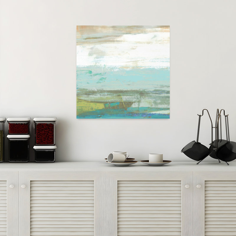 Beach Wash No. 1, art contemporain abstrait sur la plage, H 18 po x l 18 po