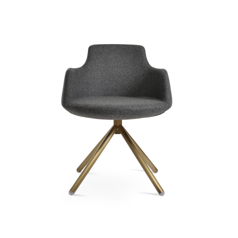 Chaise avec accoudoirs Dervish, Gris foncé, Laiton