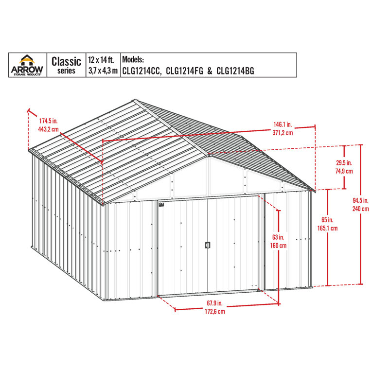 12 ft x 15 ft Blue Grey Steel Storage Shed