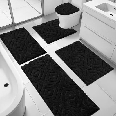 5 Piece Soft Absorbent Microfiber Bath Rug Set With Non-Slip Backing