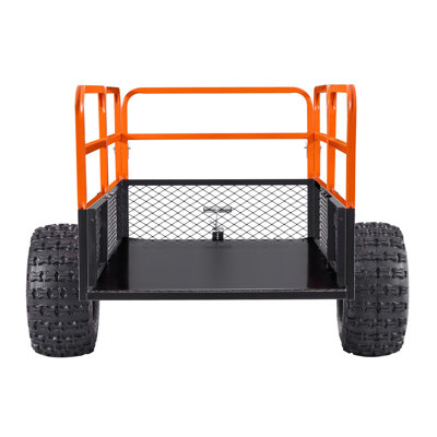 Remorque utilitaire de jardin, capacité de 1 800 lb, 28 pieds cubes, structure en acier, 1 pièce, remorque utilitaire, noir, pneus pneumatiques de 18 po et benne à main / pied