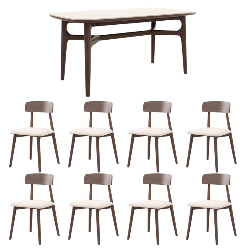 Family warm dining table and chair, 9 Piece