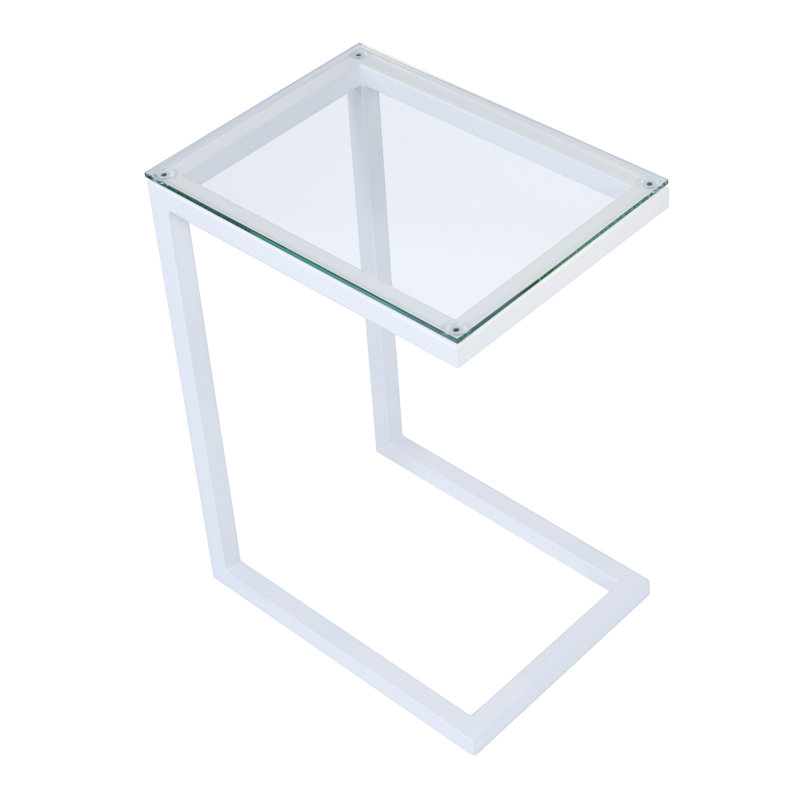 Stretford Glass Top End Table, Clear, White