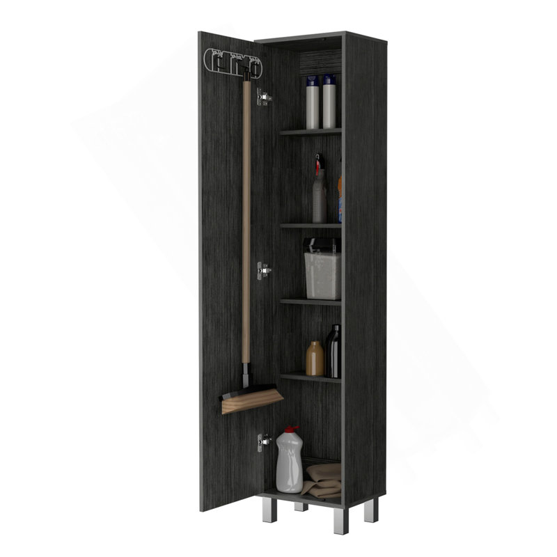 Armoire de rangement haute Lawen, porte simple, 3 porte-balais