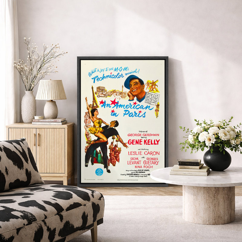 An American in Paris Classic Musical Movie, H 36 po x l 24 po x 1,5 po, Cadre flottant noir