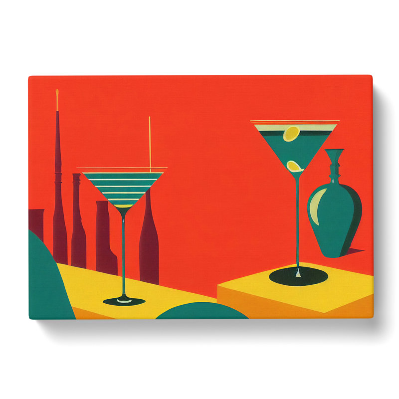 Retro Cocktail Art Vol.7 - Wrapped Canvas, 35cm H x 50cm W x 3cm D