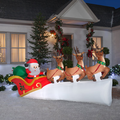 Père Noël en traîneau gonflable gonflable