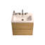 Wall Mount 24" Oak Bathroom Vanity with Ceramic Sink with three faucet holes, Large Storage Floating Bathroom Vanity