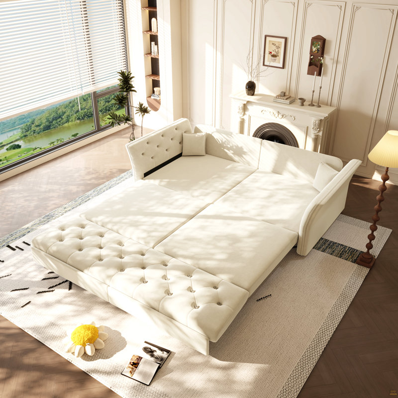 Grand canapé-lit, canapé-lit convertible, 35 po H x 74,4 po L x 33,9 po P, 2, Beige