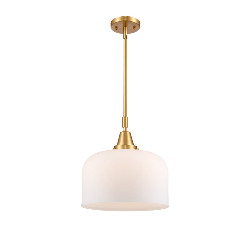Luminaire suspendu 1 lumière à une cloche, Blanc mat, H 47,12 po x l 12 po x P 12 po, Or satiné