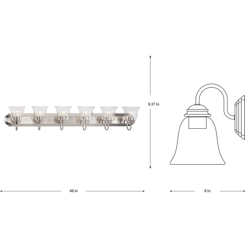 6 - Light Dimmable Vanity Light, Silver