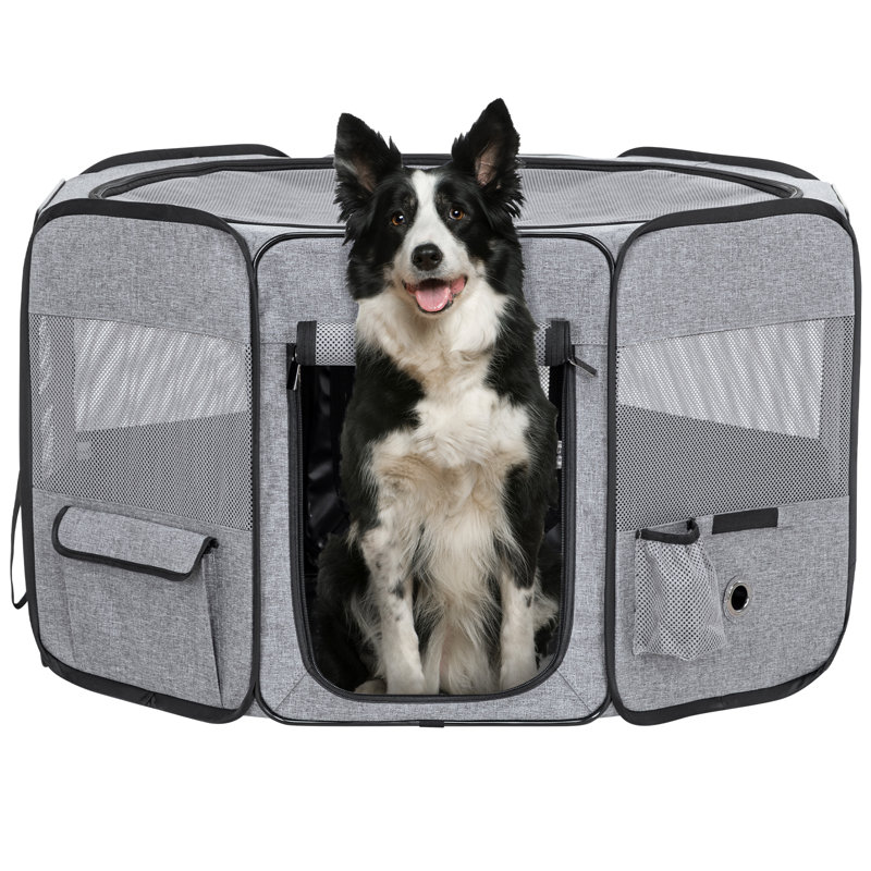 Caisse pour animaux amovible, Moyen (H 21 po x l 33 po x P 33 po), Noir / gris
