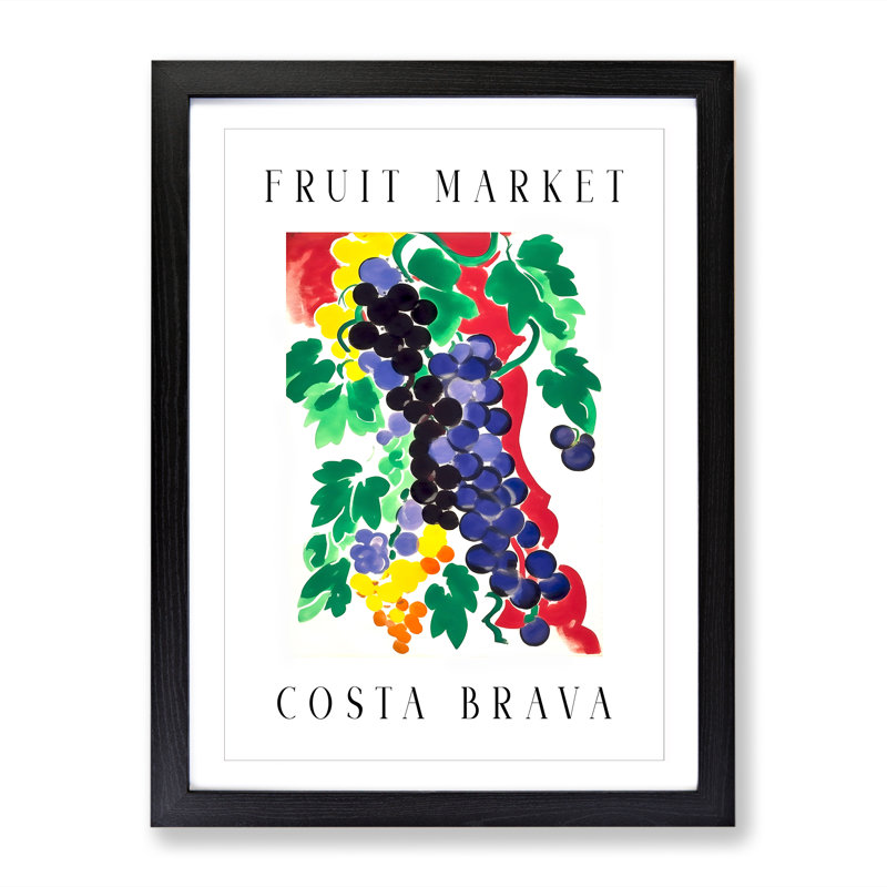 Grapes Costa Brava Fruit Market Exhibition 1 Piece Single Picture Frame Wall Art, 46cm H x 34cm W x 2cm D