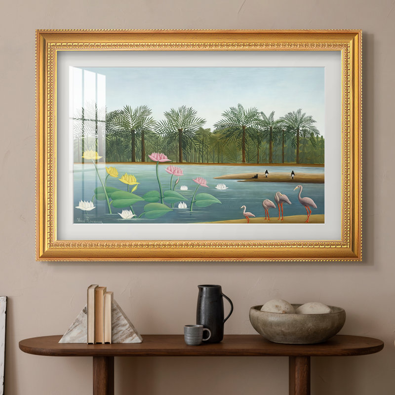 Les Flamants, 1907 - Henri Rousseau - Estampe encadrée sur mesure, 16 po x 22 po, Impression encadrée avec passe-partout
