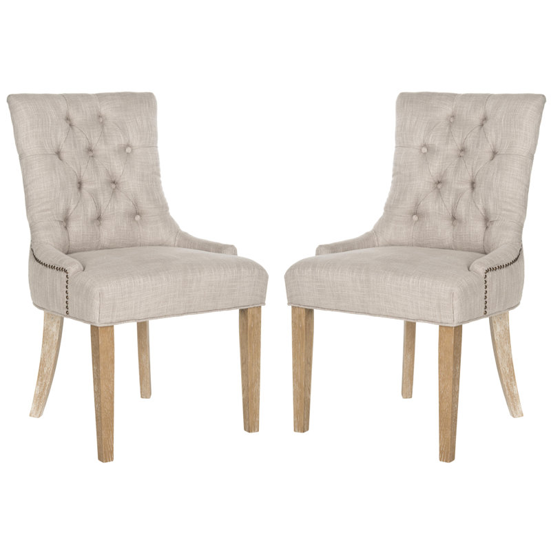 Baumgarten 49.53cm H Tufted Upholstered Parsons Chair, Grey, Whitewashed