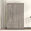 Armoire 3 portes avec 2 tiroirs, grain de bois gris, finition de grain de chambre moderne-1015904726