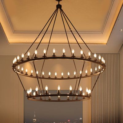 Daquez 54-light Dimmable Wagon Wheel Chandelier