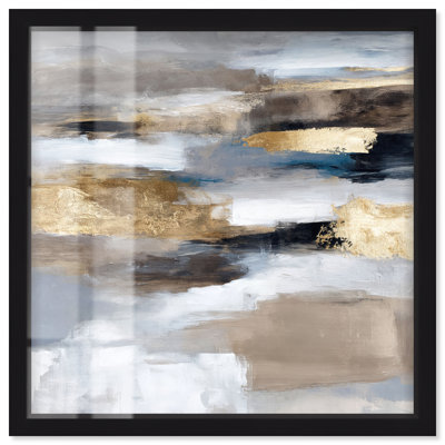 Tawny Tides II Shadowbox Print Large Abstract Art by Art Remedy, Black Frame, 24 x 24