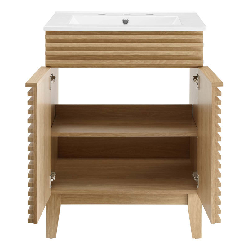 Meuble-lavabo 24 po Render par Modway, Chêne / blanc