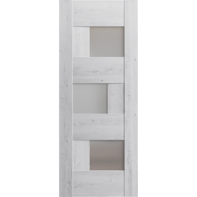 Panneau de porte de grange à dalle | Sete 6933 avec verre givré | Portes intérieures robustes avec finition, 18 po x 80 po