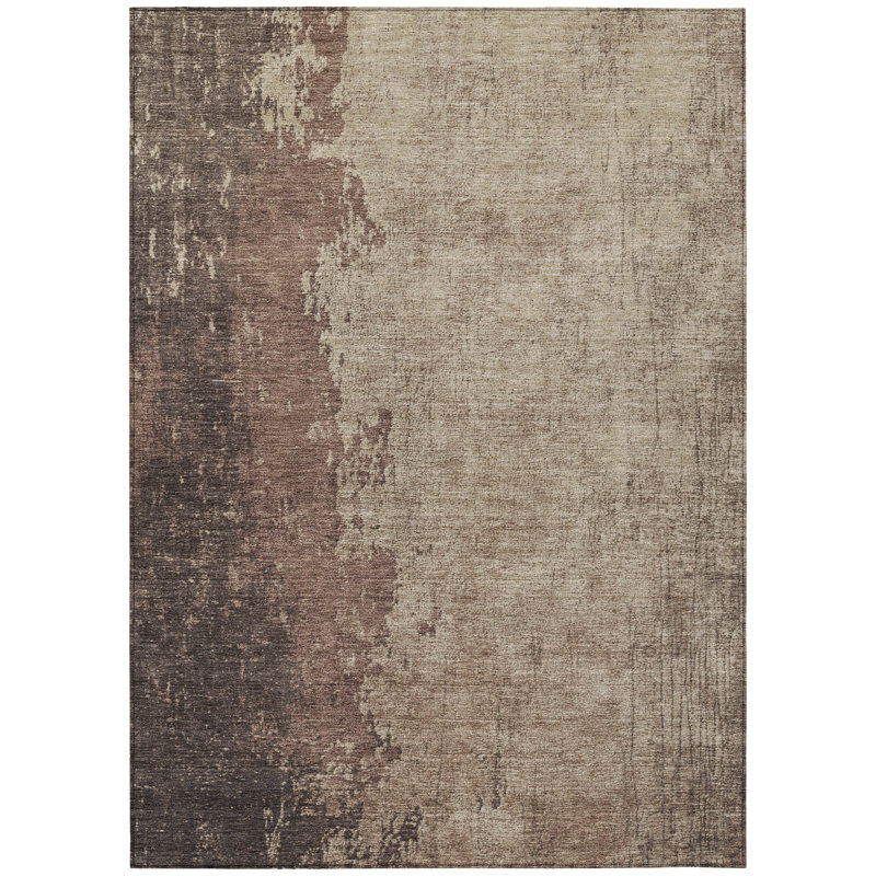 Machine Washable Indoor/Outdoor Xhevrie Chocolate Rug, Rectangle 10' x 14'