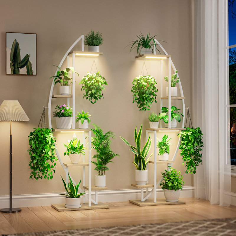 Support pour plante Rosellina - ensemble de 2, Chêne / blanc