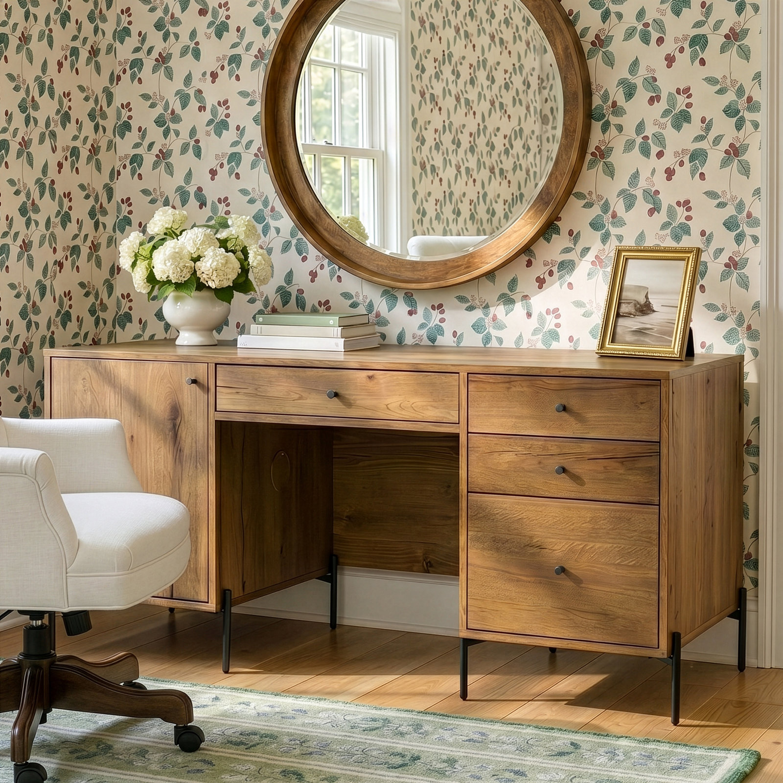 Aceton Executive Desk, Amber Resin Oak