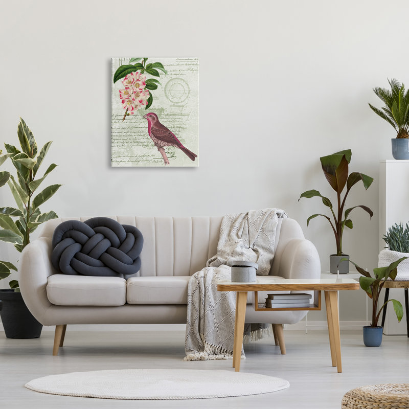 Rosier pinson par Daphne Polselli, Toile tendue, H 30 po x l 24 po x P 1,5 po