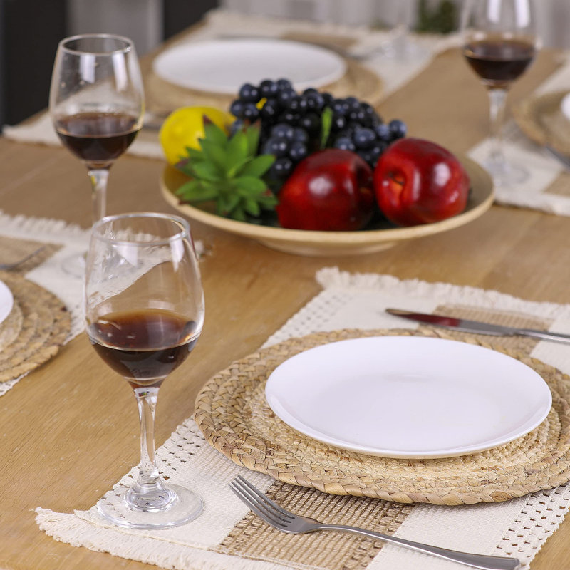 Breena Natural Cotton, Burlap and Water Straw, Woven Combination Placemats