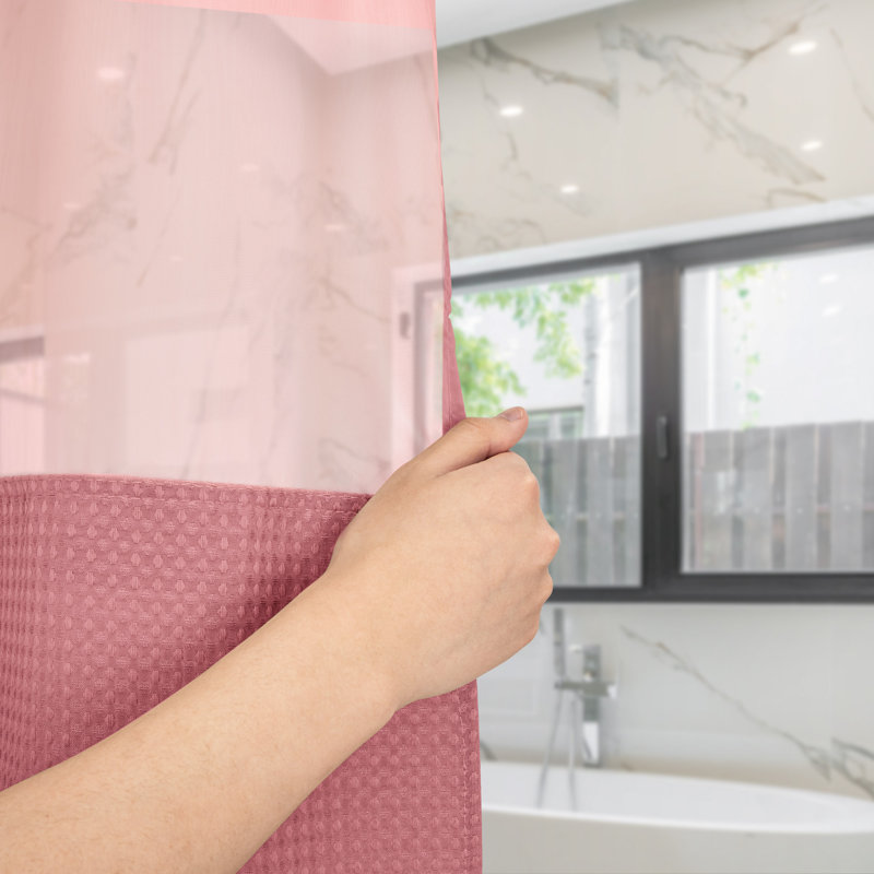 Rideau de douche Ramjani Waffle Weave, H 74 po x l 71 po, Mauve pâle