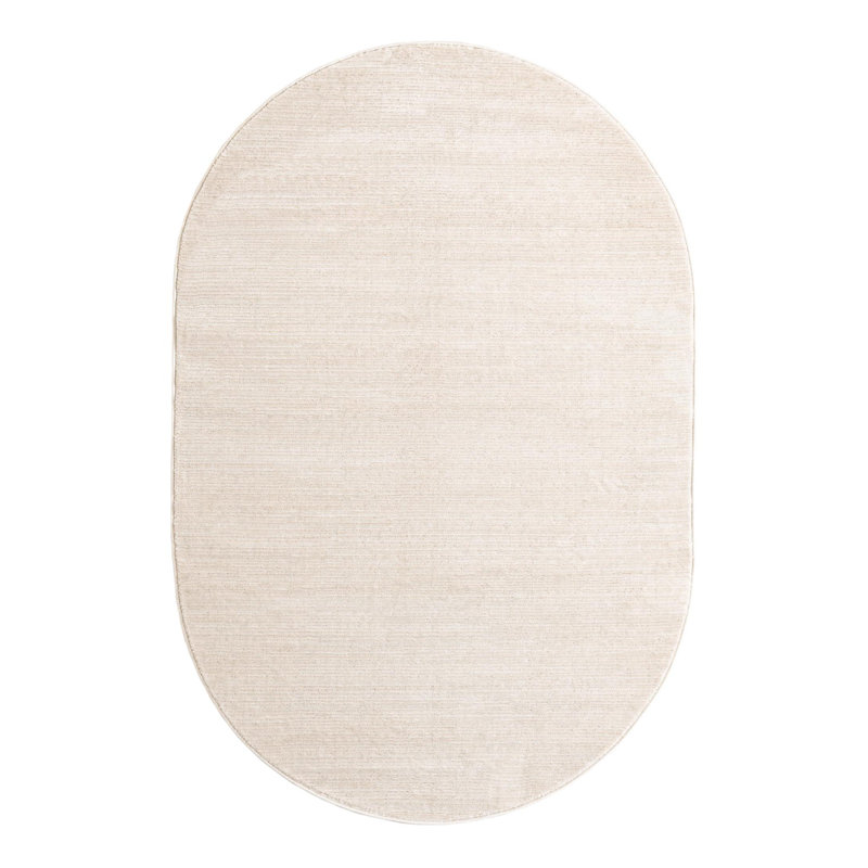 Mclellan Solid Color Machine Made Power Loom Area Rug in Ivory, Oval 3'3" x 5'3"