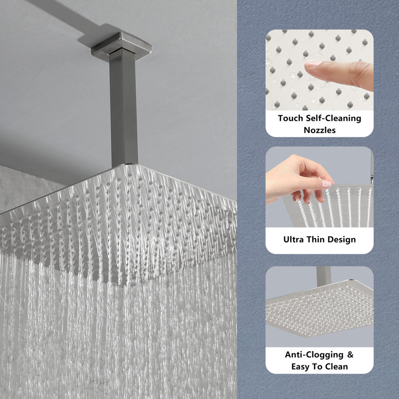 Rain Fixed Shower Head 2.5 GPM GPM, Brushed Nickel