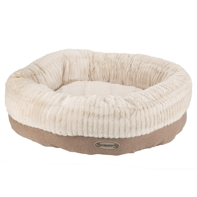Ellen Round Pet Bed, 15cm H x 75cm W x 75cm D, Tan/Ivory
