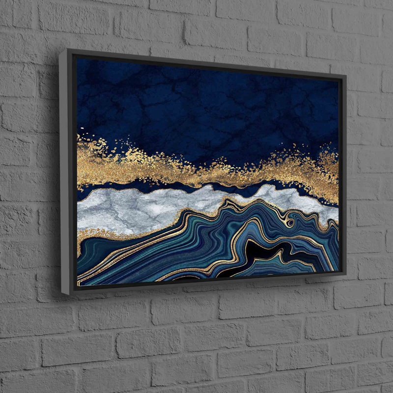 Marble Canvas Art With Abstract Design For A Modern And Contemporary Wall Decor Touch, Black Floater Framed