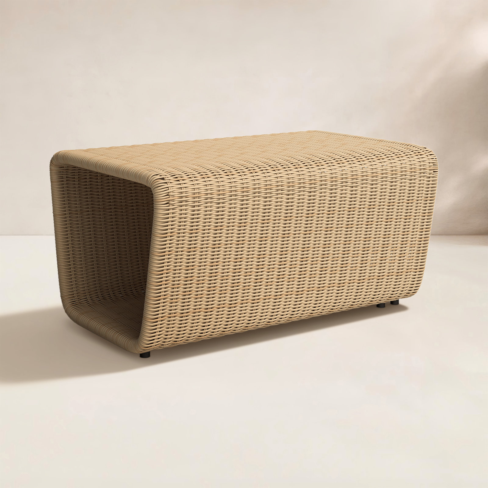 Jimmy Resin Outdoor Ottoman, Natural