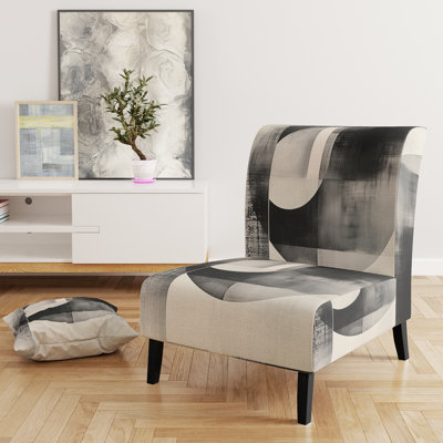 Fauteuil de chambre abstrait à formes abstraites - fauteuil géométrique noir et blanc Minimal Curves II