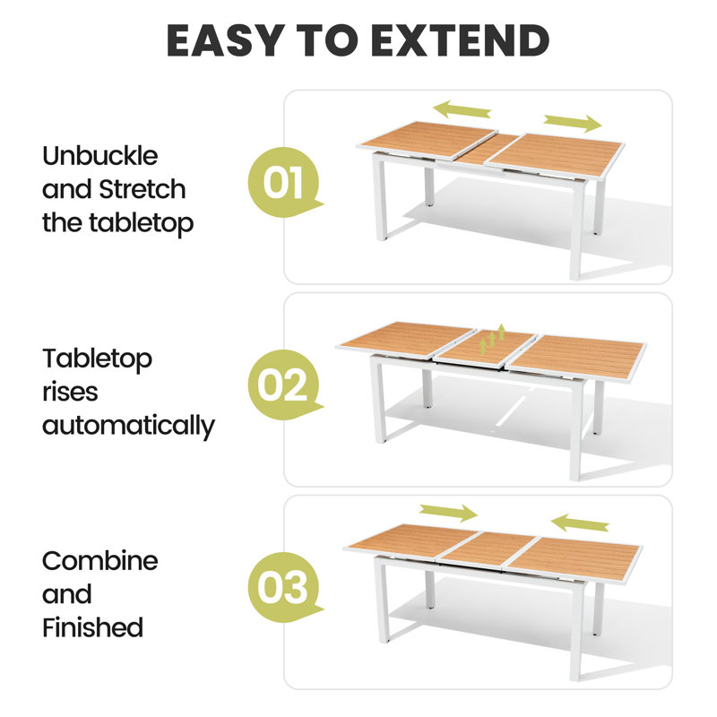 83" Long Aluminum Dining Table Extension Table, Brow