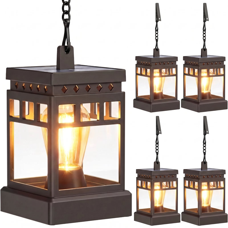 Lanternes solaires extérieures imperméables, luminaires suspendus plus lumineux pour l'extérieur, lanternes de marche / arrêt automatiques pour l'extérieur pour la table de jardin