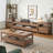 Ash Wood TV Stand with Open Shelf and 3 Drawers-112774725