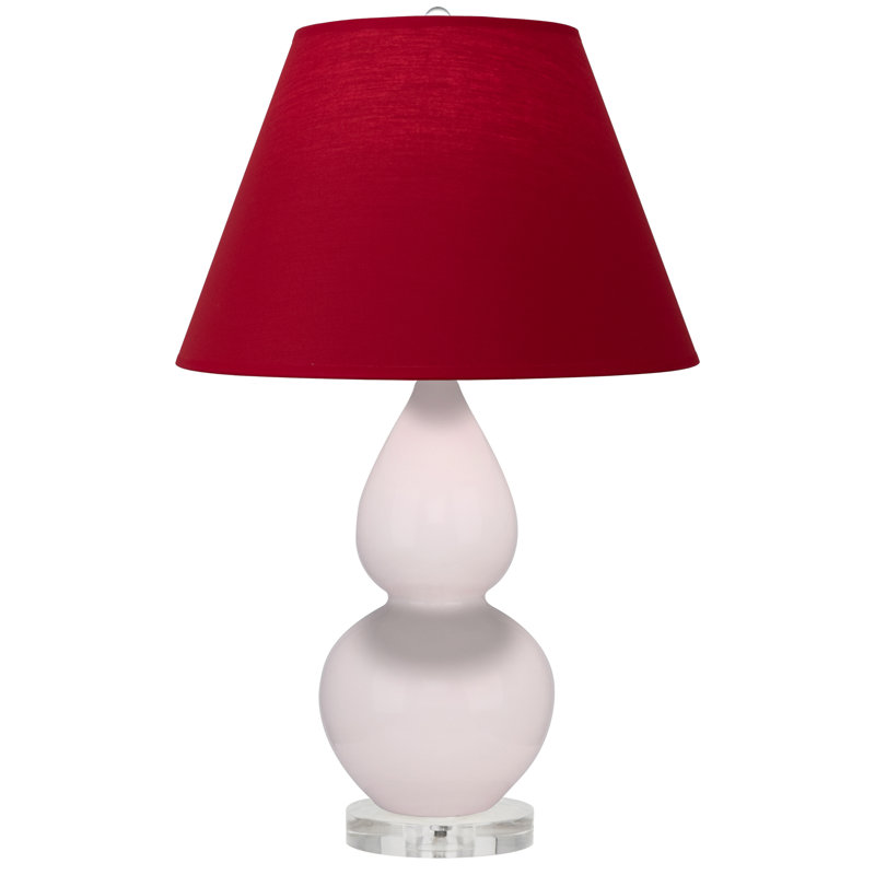 Petite lampe d'appoint à double gourde, Eau de rose, Rose rouge avec doublure noire encre