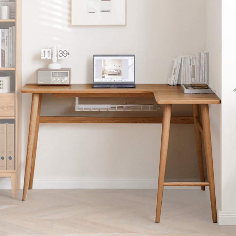 Bureau simple en bois massif en forme de L, H 29,72 po x l 43,31 po x P 31,5 po