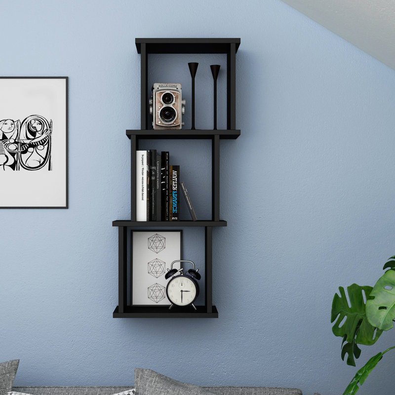 Aydogan 3 Cube Horizontal or Vertical Cubby Shelf, Black Oak