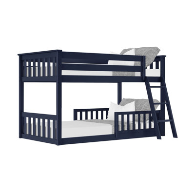 Ancelin Twin Over Twin Solid Wood Low Bunk Bed with Guard Rails