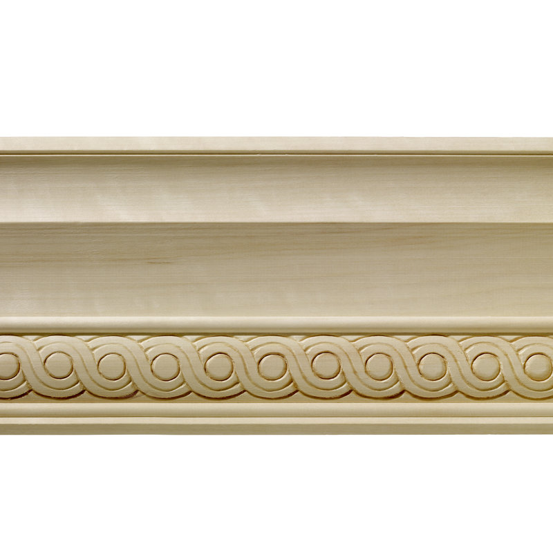 5.25'' x 96'' Unfinished Hardwood Crown Moulding with Interlocking Circles