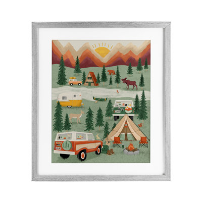 Great Outdoors Campground Framed Print Under Glass, design by Jilly Jack Designs