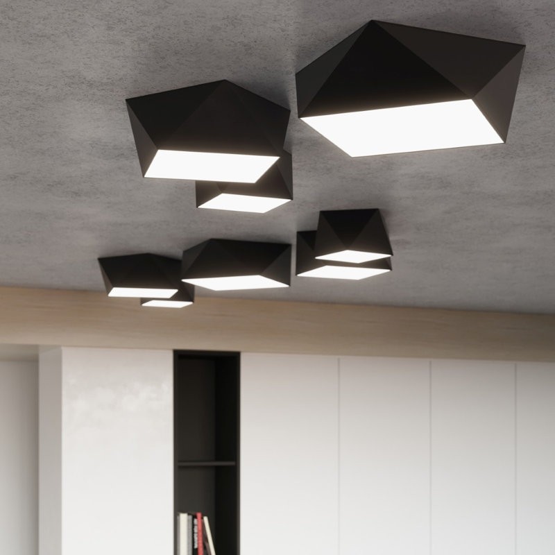 Carden Flush Mount, Black, 15cm H x 40cm W x 40cm D